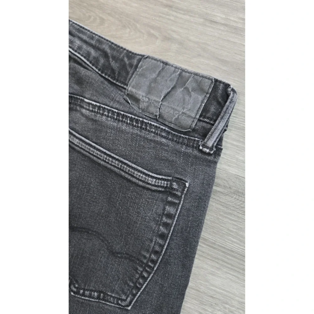 American Eagle Men Jeans Size 31x34 Black Denim Slim Straight Air Flex Plus